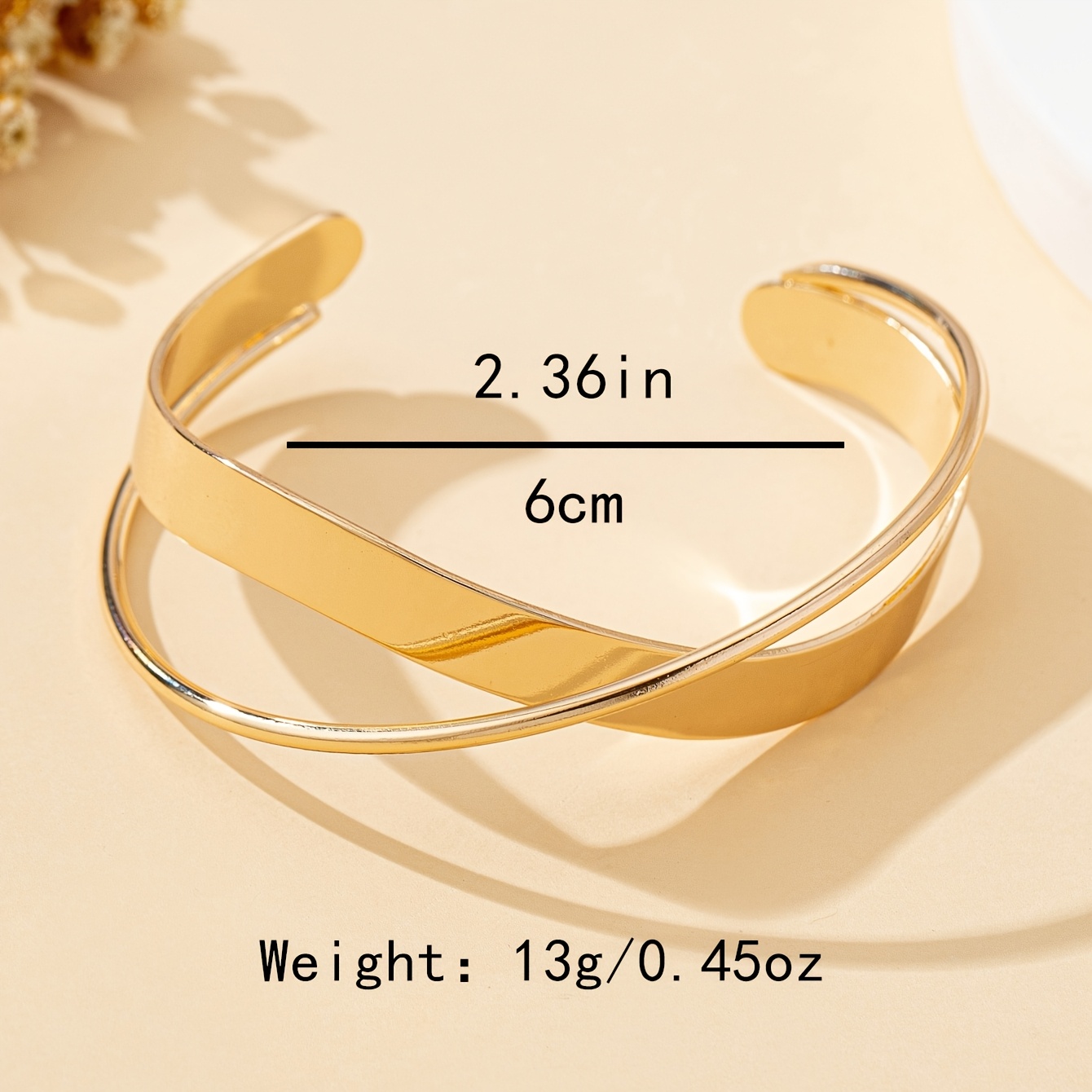 Golden Tone Open Cuff Bracelet Sleek Iron Bangle for Women